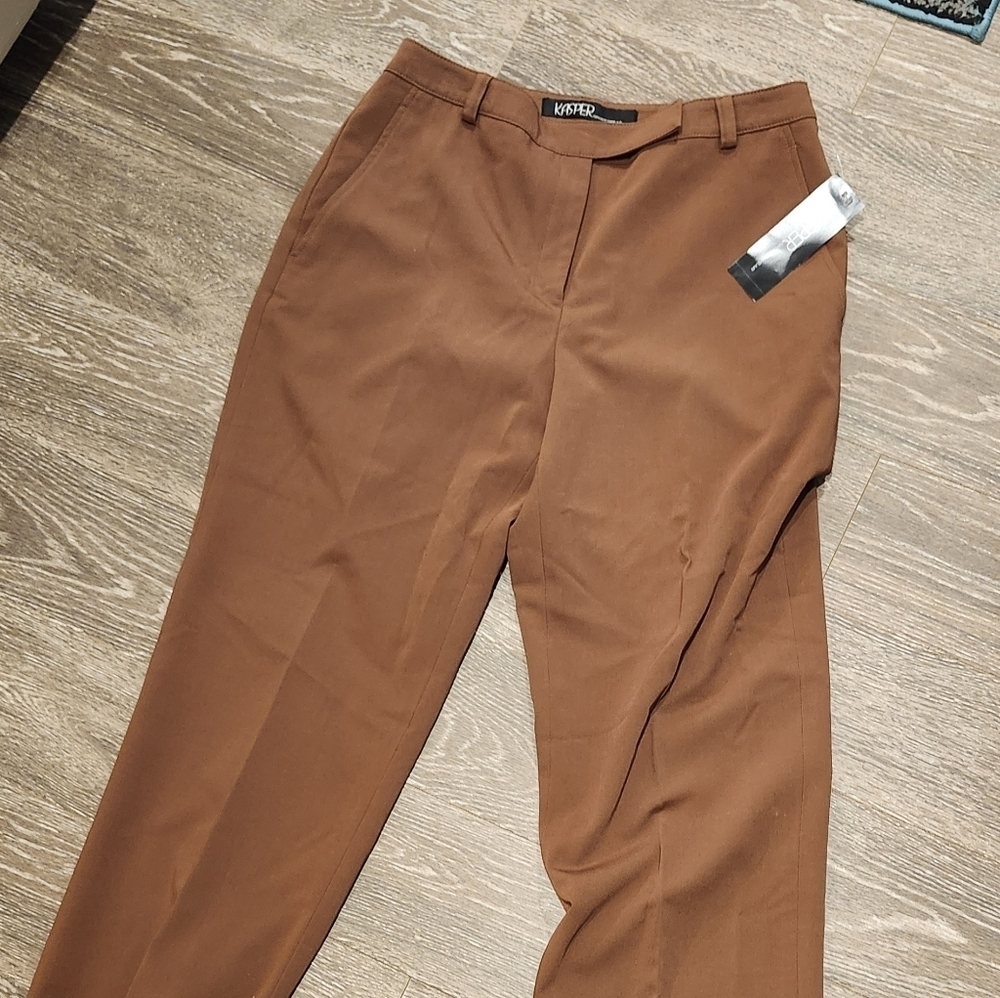 Kasper Women's Size 8 Wild Things Brown Bear Creased Front Chic Trouser NWT - Picture 8 of 8